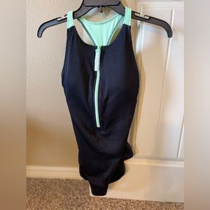 Fabletics Zip-Front Racerback One Piece Swimsuit